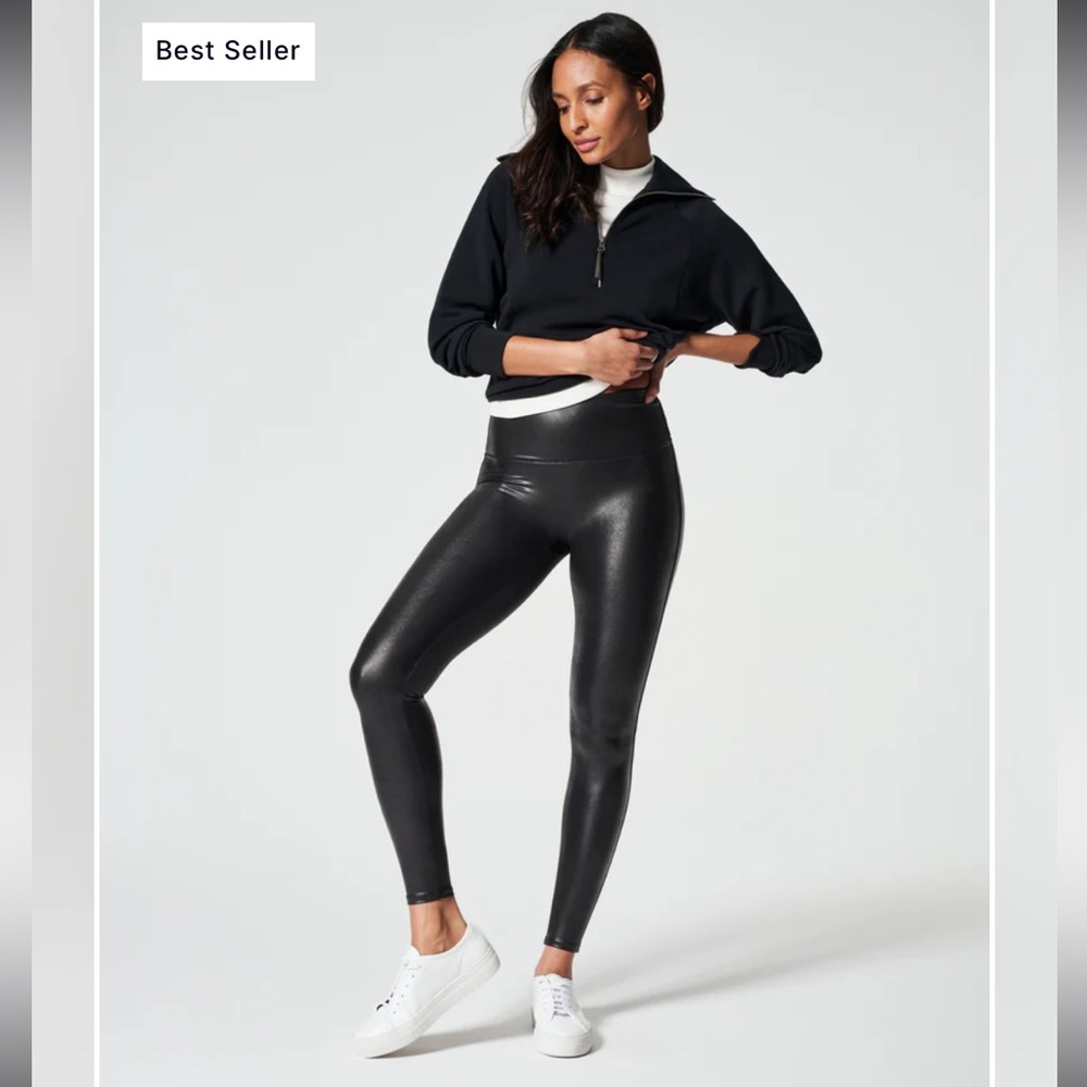 Spanx shape Faux Leather Leggings Black Size Medium